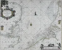 An illustration from De zee-atlas ofte water-wereld : waer in vertoont werden alle de zee-kusten van het bekende des aerd-bodems : seer dienstigh voor alle heeren en kooplieden, als oock voor alle schippers en stuurlieden (1672)