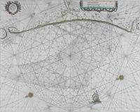 An illustration from De zee-atlas ofte water-wereld : waer in vertoont werden alle de zee-kusten van het bekende des aerd-bodems : seer dienstigh voor alle heeren en kooplieden, als oock voor alle schippers en stuurlieden (1672)