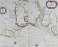 An illustration from De zee-atlas ofte water-wereld : waer in vertoont werden alle de zee-kusten van het bekende des aerd-bodems : seer dienstigh voor alle heeren en kooplieden, als oock voor alle schippers en stuurlieden (1672)