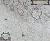 An illustration from De zee-atlas ofte water-wereld : waer in vertoont werden alle de zee-kusten van het bekende des aerd-bodems : seer dienstigh voor alle heeren en kooplieden, als oock voor alle schippers en stuurlieden (1672)