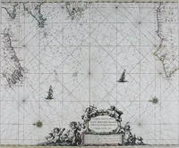 An illustration from De zee-atlas ofte water-wereld : waer in vertoont werden alle de zee-kusten van het bekende des aerd-bodems : seer dienstigh voor alle heeren en kooplieden, als oock voor alle schippers en stuurlieden (1672)