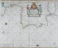 An illustration from De zee-atlas ofte water-wereld : waer in vertoont werden alle de zee-kusten van het bekende des aerd-bodems : seer dienstigh voor alle heeren en kooplieden, als oock voor alle schippers en stuurlieden (1672)