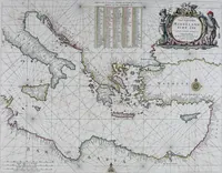 An illustration from De zee-atlas ofte water-wereld : waer in vertoont werden alle de zee-kusten van het bekende des aerd-bodems : seer dienstigh voor alle heeren en kooplieden, als oock voor alle schippers en stuurlieden (1672)