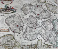 An illustration from De zee-atlas of Water-waerelt, vertoonende alle de zee-kusten van het bekende des aerd-bodems, met een generale beschrijvinge van dien : seer dienstigh voor schippers en stuurlieden, mitsgaders koop-lieden om op 't kantoor gebruyckt te worden : Nieuwelijcks aldus uytgegeven (1665)