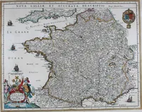 An illustration from De zee-atlas of Water-waerelt, vertoonende alle de zee-kusten van het bekende des aerd-bodems, met een generale beschrijvinge van dien : seer dienstigh voor schippers en stuurlieden, mitsgaders koop-lieden om op 't kantoor gebruyckt te worden : Nieuwelijcks aldus uytgegeven (1665)