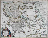 An illustration from De zee-atlas of Water-waerelt, vertoonende alle de zee-kusten van het bekende des aerd-bodems, met een generale beschrijvinge van dien : seer dienstigh voor schippers en stuurlieden, mitsgaders koop-lieden om op 't kantoor gebruyckt te worden : Nieuwelijcks aldus uytgegeven (1665)