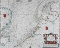 Picture 6 of 74 from De zee-atlas of Water-waerelt, vertoonende alle de zee-kusten van het bekende des aerd-bodems, met een generale beschrijvinge van dien : seer dienstigh voor schippers en stuurlieden, mitsgaders koop-lieden om op 't kantoor gebruyckt te worden : Nieuwelijcks aldus uytgegeven (1665), leaf 28