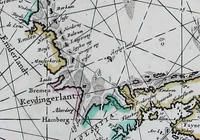 An illustration from De zee-atlas of Water-waerelt, vertoonende alle de zee-kusten van het bekende des aerd-bodems, met een generale beschrijvinge van dien : seer dienstigh voor schippers en stuurlieden, mitsgaders koop-lieden om op 't kantoor gebruyckt te worden : Nieuwelijcks aldus uytgegeven (1665)