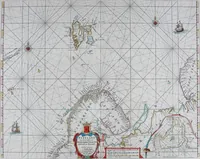 Picture 9 of 74 from De zee-atlas of Water-waerelt, vertoonende alle de zee-kusten van het bekende des aerd-bodems, met een generale beschrijvinge van dien : seer dienstigh voor schippers en stuurlieden, mitsgaders koop-lieden om op 't kantoor gebruyckt te worden : Nieuwelijcks aldus uytgegeven (1665), leaf 32