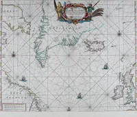 An illustration from De zee-atlas of Water-waerelt, vertoonende alle de zee-kusten van het bekende des aerd-bodems, met een generale beschrijvinge van dien : seer dienstigh voor schippers en stuurlieden, mitsgaders koop-lieden om op 't kantoor gebruyckt te worden : Nieuwelijcks aldus uytgegeven (1665)