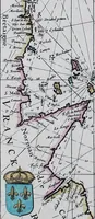 An illustration from De zee-atlas of Water-waerelt, vertoonende alle de zee-kusten van het bekende des aerd-bodems, met een generale beschrijvinge van dien : seer dienstigh voor schippers en stuurlieden, mitsgaders koop-lieden om op 't kantoor gebruyckt te worden : Nieuwelijcks aldus uytgegeven (1665)