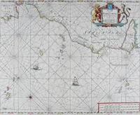 An illustration from De zee-atlas of Water-waerelt, vertoonende alle de zee-kusten van het bekende des aerd-bodems, met een generale beschrijvinge van dien : seer dienstigh voor schippers en stuurlieden, mitsgaders koop-lieden om op 't kantoor gebruyckt te worden : Nieuwelijcks aldus uytgegeven (1665)