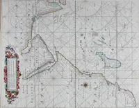 An illustration from De zee-atlas of Water-waerelt, vertoonende alle de zee-kusten van het bekende des aerd-bodems, met een generale beschrijvinge van dien : seer dienstigh voor schippers en stuurlieden, mitsgaders koop-lieden om op 't kantoor gebruyckt te worden : Nieuwelijcks aldus uytgegeven (1665)