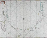 An illustration from De zee-atlas of Water-waerelt, vertoonende alle de zee-kusten van het bekende des aerd-bodems, met een generale beschrijvinge van dien : seer dienstigh voor schippers en stuurlieden, mitsgaders koop-lieden om op 't kantoor gebruyckt te worden : Nieuwelijcks aldus uytgegeven (1665)