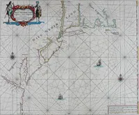 An illustration from De zee-atlas of Water-waerelt, vertoonende alle de zee-kusten van het bekende des aerd-bodems, met een generale beschrijvinge van dien : seer dienstigh voor schippers en stuurlieden, mitsgaders koop-lieden om op 't kantoor gebruyckt te worden : Nieuwelijcks aldus uytgegeven (1665)