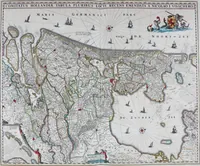 An illustration from De zee-atlas of Water-waerelt, vertoonende alle de zee-kusten van het bekende des aerd-bodems, met een generale beschrijvinge van dien : seer dienstigh voor schippers en stuurlieden, mitsgaders koop-lieden om op 't kantoor gebruyckt te worden : Nieuwelijcks aldus uytgegeven (1665)