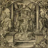 An illustration from D. Fernandi Vasqvii Menchacensis Pinciani ... Controversiarvm illvstrivm aliarvmqve vsv frequentivm libri tres : nvnc denvo longe qvam antea emendatius ac elegantius editi, iureconsultis omnibus summo vsui futuri (1572)