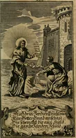 An illustration from D. Heinrich Müllers Thränen- und Trost-Quelle : bey Erklärung der Geschichte, von der grossen Sünderin ... anietzo aufs neue bey jeder Betrachtung mit Vorbereitungs- Busz- und Beicht-Gebeten versehen : samt einer Anweisung zur Sing- und Bibel-Andacht, ... und einer Vorrede Hn. D. Michael Reinhard, mit Kupffer-Stichen gezieret (1724)