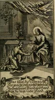 An illustration from D. Heinrich Müllers Thränen- und Trost-Quelle : bey Erklärung der Geschichte, von der grossen Sünderin ... anietzo aufs neue bey jeder Betrachtung mit Vorbereitungs- Busz- und Beicht-Gebeten versehen : samt einer Anweisung zur Sing- und Bibel-Andacht, ... und einer Vorrede Hn. D. Michael Reinhard, mit Kupffer-Stichen gezieret (1724)