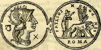 An illustration from Dialoghi di don Antonio Agostini archivescovo di Taracona, intorno alle medaglie, inscrittioni, & altre antichità (1625)