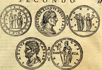 An illustration from Dialoghi di don Antonio Agostini archivescovo di Taracona, intorno alle medaglie, inscrittioni, & altre antichità (1625)
