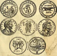 An illustration from Dialoghi di don Antonio Agostini archivescovo di Taracona, intorno alle medaglie, inscrittioni, & altre antichità (1625)