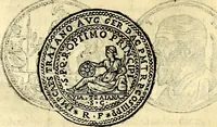 An illustration from Dialoghi di don Antonio Agostini archivescovo di Taracona, intorno alle medaglie, inscrittioni, & altre antichità (1625)