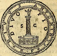 An illustration from Dialoghi di don Antonio Agostini archivescovo di Taracona, intorno alle medaglie, inscrittioni, & altre antichità (1625)