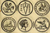 An illustration from Dialoghi di don Antonio Agostini archivescovo di Taracona, intorno alle medaglie, inscrittioni, & altre antichità (1625)