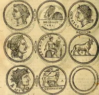 An illustration from Dialoghi di don Antonio Agostini archivescovo di Taracona, intorno alle medaglie, inscrittioni, & altre antichità (1625)