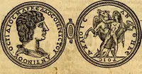 An illustration from Dialoghi di don Antonio Agostini archivescovo di Taracona, intorno alle medaglie, inscrittioni, & altre antichità (1625)
