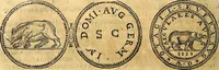 An illustration from Dialoghi di don Antonio Agostini archivescovo di Taracona, intorno alle medaglie, inscrittioni, & altre antichità (1625)
