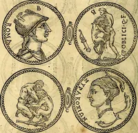 An illustration from Dialoghi di don Antonio Agostini archivescovo di Taracona, intorno alle medaglie, inscrittioni, & altre antichità (1625)
