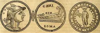 An illustration from Dialoghi di don Antonio Agostini archivescovo di Taracona, intorno alle medaglie, inscrittioni, & altre antichità (1625)