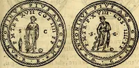 An illustration from Dialoghi di don Antonio Agostini archivescovo di Taracona, intorno alle medaglie, inscrittioni, & altre antichità (1625)