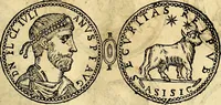 An illustration from Dialoghi di don Antonio Agostini archivescovo di Taracona, intorno alle medaglie, inscrittioni, & altre antichità (1625)