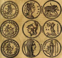 An illustration from Dialoghi di don Antonio Agostini archivescovo di Taracona, intorno alle medaglie, inscrittioni, & altre antichità (1625)