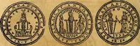 An illustration from Dialoghi di don Antonio Agostini archivescovo di Taracona, intorno alle medaglie, inscrittioni, & altre antichità (1625)