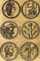 An illustration from Dialoghi di don Antonio Agostini archivescovo di Taracona, intorno alle medaglie, inscrittioni, & altre antichità (1625)
