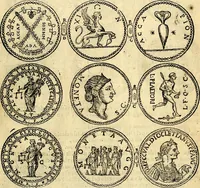 An illustration from Dialoghi di don Antonio Agostini archivescovo di Taracona, intorno alle medaglie, inscrittioni, & altre antichità (1625)