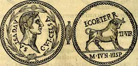 An illustration from Dialoghi di don Antonio Agostini archivescovo di Taracona, intorno alle medaglie, inscrittioni, & altre antichità (1625)