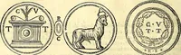 An illustration from Dialoghi di don Antonio Agostini archivescovo di Taracona, intorno alle medaglie, inscrittioni, & altre antichità (1625)