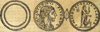 An illustration from Dialoghi di don Antonio Agostini archivescovo di Taracona, intorno alle medaglie, inscrittioni, & altre antichità (1625)