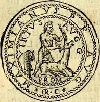 An illustration from Dialoghi di don Antonio Agostini archivescovo di Taracona, intorno alle medaglie, inscrittioni, & altre antichità (1625)
