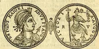 An illustration from Dialoghi di don Antonio Agostini archivescovo di Taracona, intorno alle medaglie, inscrittioni, & altre antichità (1625)