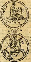 An illustration from Dialoghi di don Antonio Agostini archivescovo di Taracona, intorno alle medaglie, inscrittioni, & altre antichità (1625)