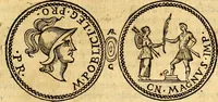An illustration from Dialoghi di don Antonio Agostini archivescovo di Taracona, intorno alle medaglie, inscrittioni, & altre antichità (1625)