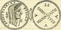 An illustration from Dialoghi di don Antonio Agostini archivescovo di Taracona, intorno alle medaglie, inscrittioni, & altre antichità (1625)