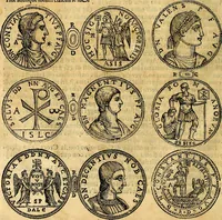 An illustration from Dialoghi di don Antonio Agostini archivescovo di Taracona, intorno alle medaglie, inscrittioni, & altre antichità (1625)