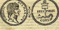 An illustration from Dialoghi di don Antonio Agostini archivescovo di Taracona, intorno alle medaglie, inscrittioni, & altre antichità (1625)